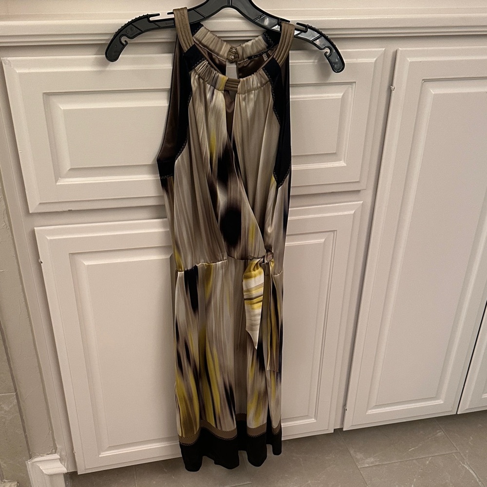 Elie Tahari Sleeveless Dress- Black, Yellow, Cream
